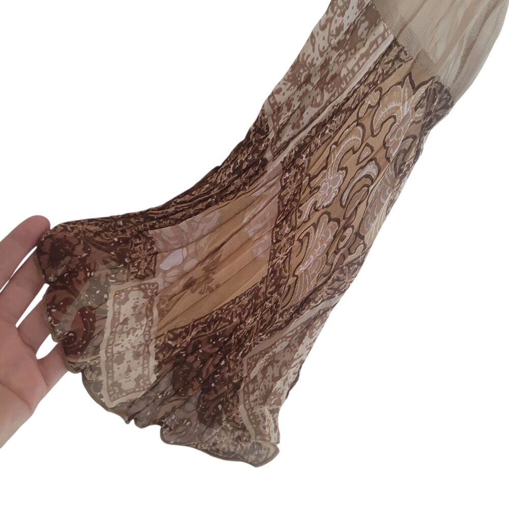 Y2K Sheer Boho Blouse Women's Medium Brown Bell Sleeve Whimsigoth Fairy Zoompy - Picture 5 of 9